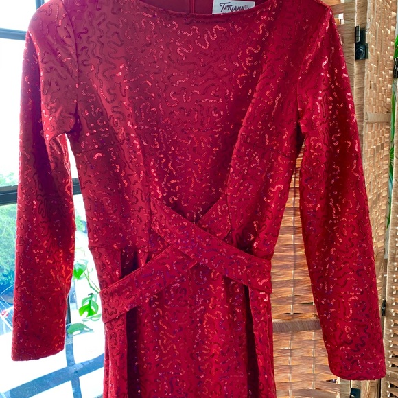 Vintage 80s 90s Retro Red Sequin Cocktail Dress - Picture 6 of 7